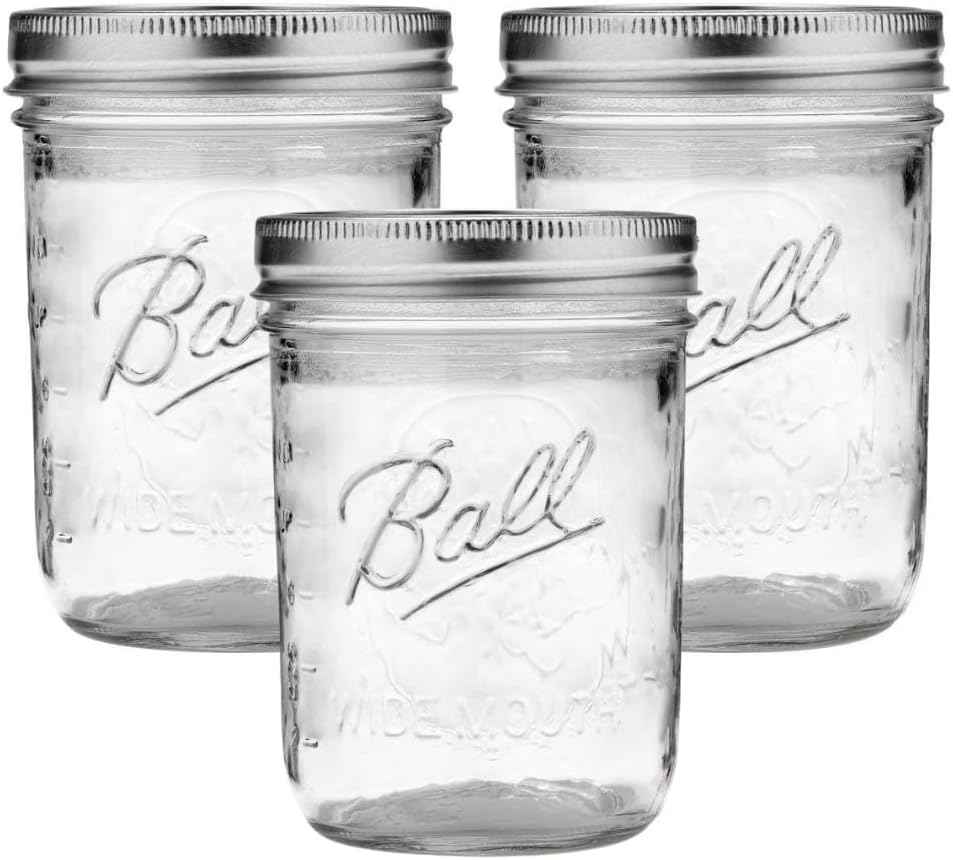 Ball Wide Mouth Glass Mason Jars with Lids and Bands, Used for Canning, Pickling, Juice, Jam, Jelly, Quart Size 32 Ounce (Pack of 2)
