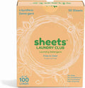 Sheets Laundry Club - Liquidless Laundry Detergent Sheets, 100 Loads - Fresh Linen Scent, Eco-Friendly, Quick-Dissolving Formula, Hypoallergenic, Septic Safe, Plastic-Free Packaging - 50 Sheets
