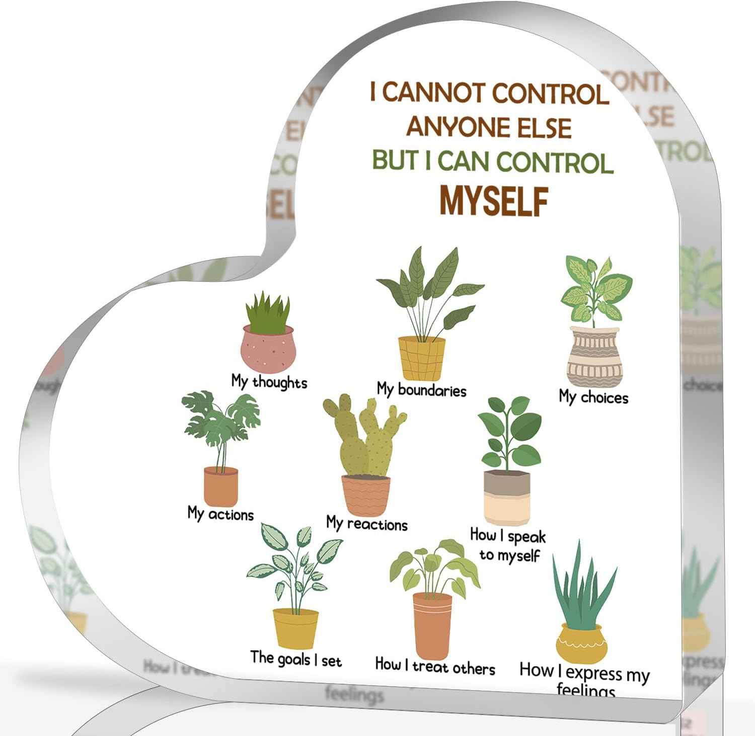Things I Can Control Mental Health Decor, Acrylic Heart Gifts Mindfulness Decor for Therapy Office , School Counselor Sign Therapist Office Art Decorations for Therapist Office Living Room Bedroom