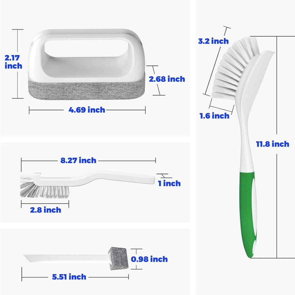 holikme 6-pack kitchen cleaning brush set eco-friendly green durable nylon bristles
