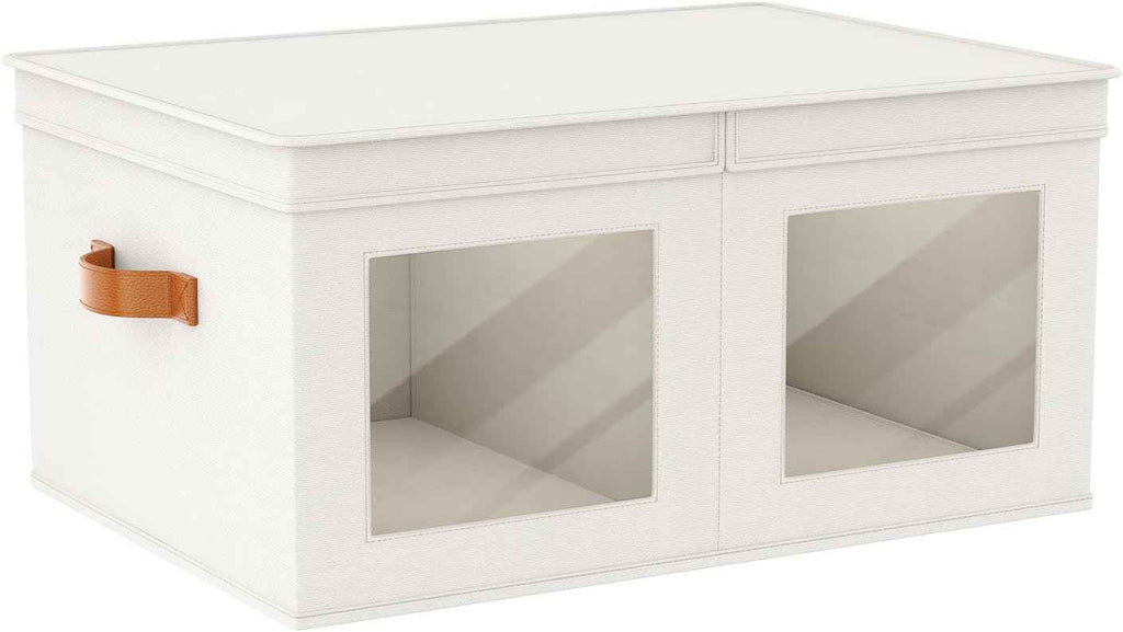 Univivi Fabric Foldable Storage Boxes [4-Pack] Large Collapsible Stackable Storage Bins with Lids, Closet Organizers and Storage Cube Basket for Home, Office, Bedroom (Gray, 17“ x 12” x 12")