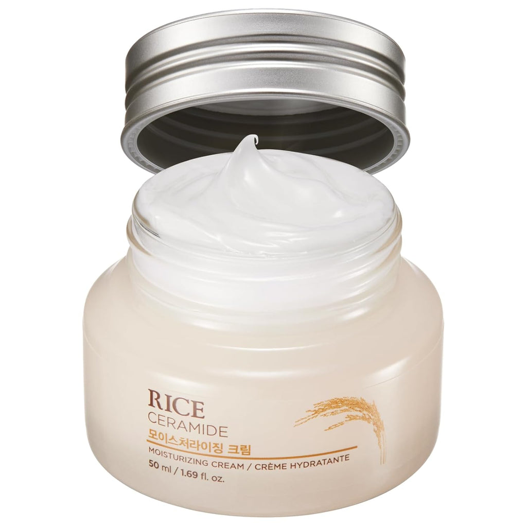 the face shop rice ceramide cream, hydrating face moisturizer for dry and combination skin, 1.69 fl oz