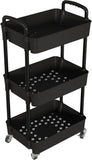 Laiensia 3-Tier Storage Carts,Multifunction Utility Rolling Cart Kitchen Storage Organizer,Mobile Shelving Unit Cart with Lockable Wheels for Bathroom,Laundry,Living Room,With Classified Sticker,Black