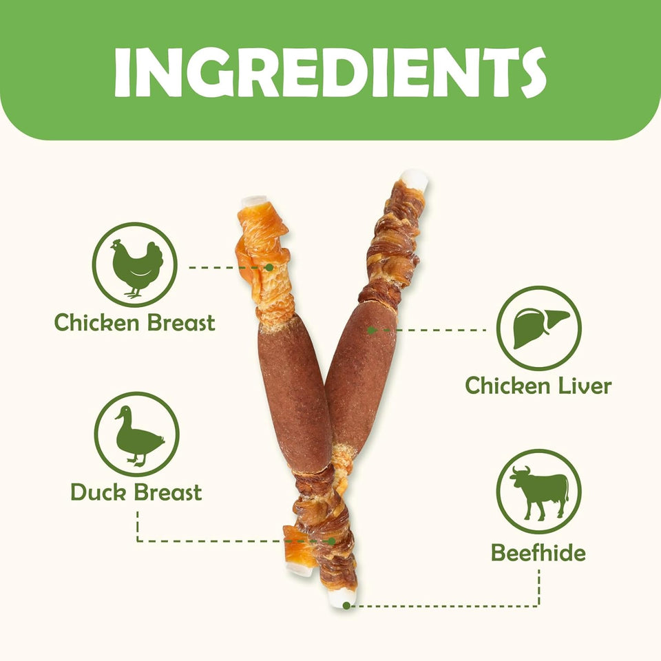 mon2sun triple flavor 5 inch rawhide dog treats for small dogs 21.16 oz 30 count