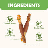 mon2sun triple flavor 5 inch rawhide dog treats for small dogs 21.16 oz 30 count