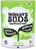 Molly's Suds Dishwasher Pods | Clean Dishwasher Detergent, Cuts Grease & Rinses Clean (Residue-Free) for Sparkling Dishes | 60 Auto-Release Tabs (Unscented)
