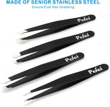 pefei professional stainless steel tweezers set for eyebrows facial hair removal black