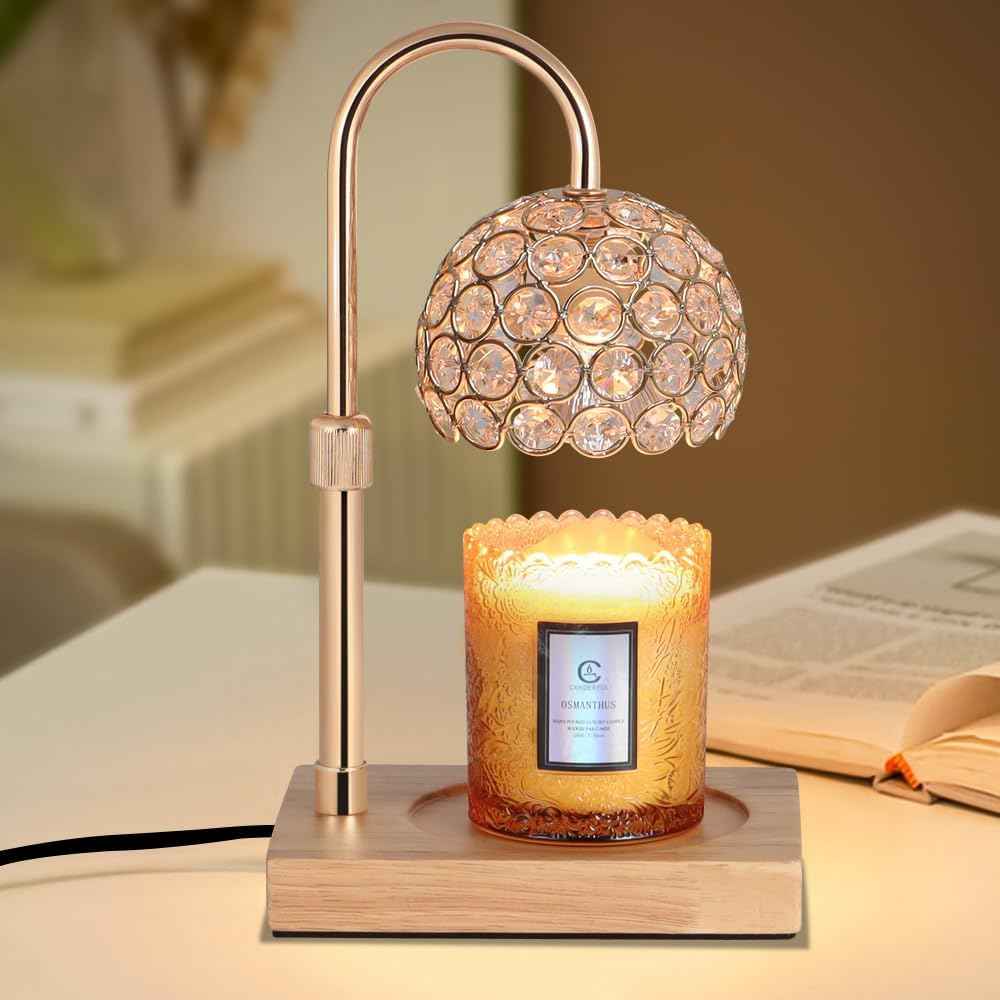 Dimmable Candle Warmer Lamp Adjustable Height Electric Wax Melt Warmer for Jar Scented Candles Suitable for Home Office Decor Birthday Gifts for Women Mom Grandma（with 2 Bulbs）