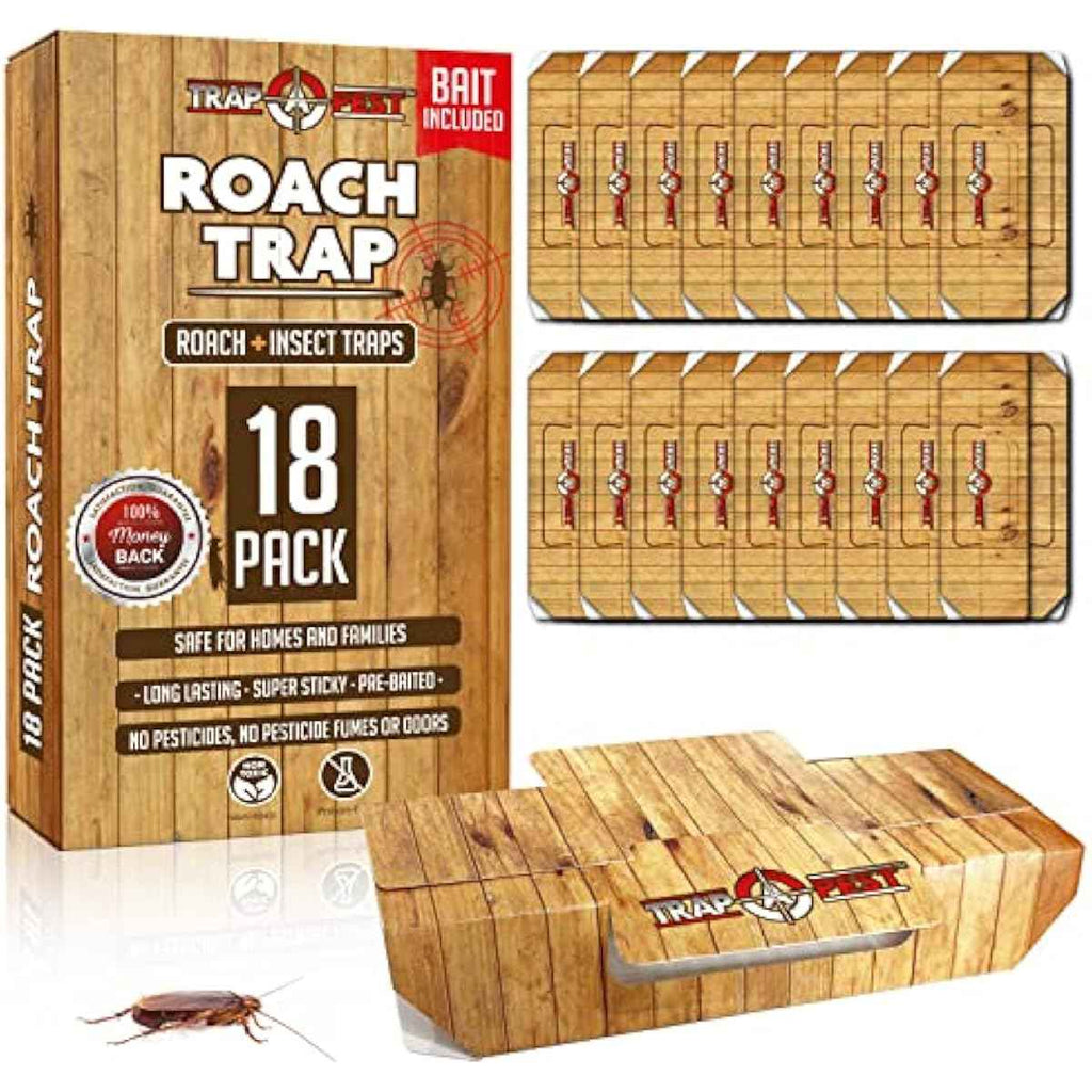 Roach Traps Indoor Sticky (18 Pack) - Glue Traps for Roaches Bug Traps with Roach Bait Traps - Long Lasting Non-Toxic Children and Pet Friendly - Trap a Pest