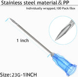 100 Pack Disposable 3ml/cc Lab Syringes with 23Ga 1 Inch Needle Luer Lock, Individually Sealed Packed