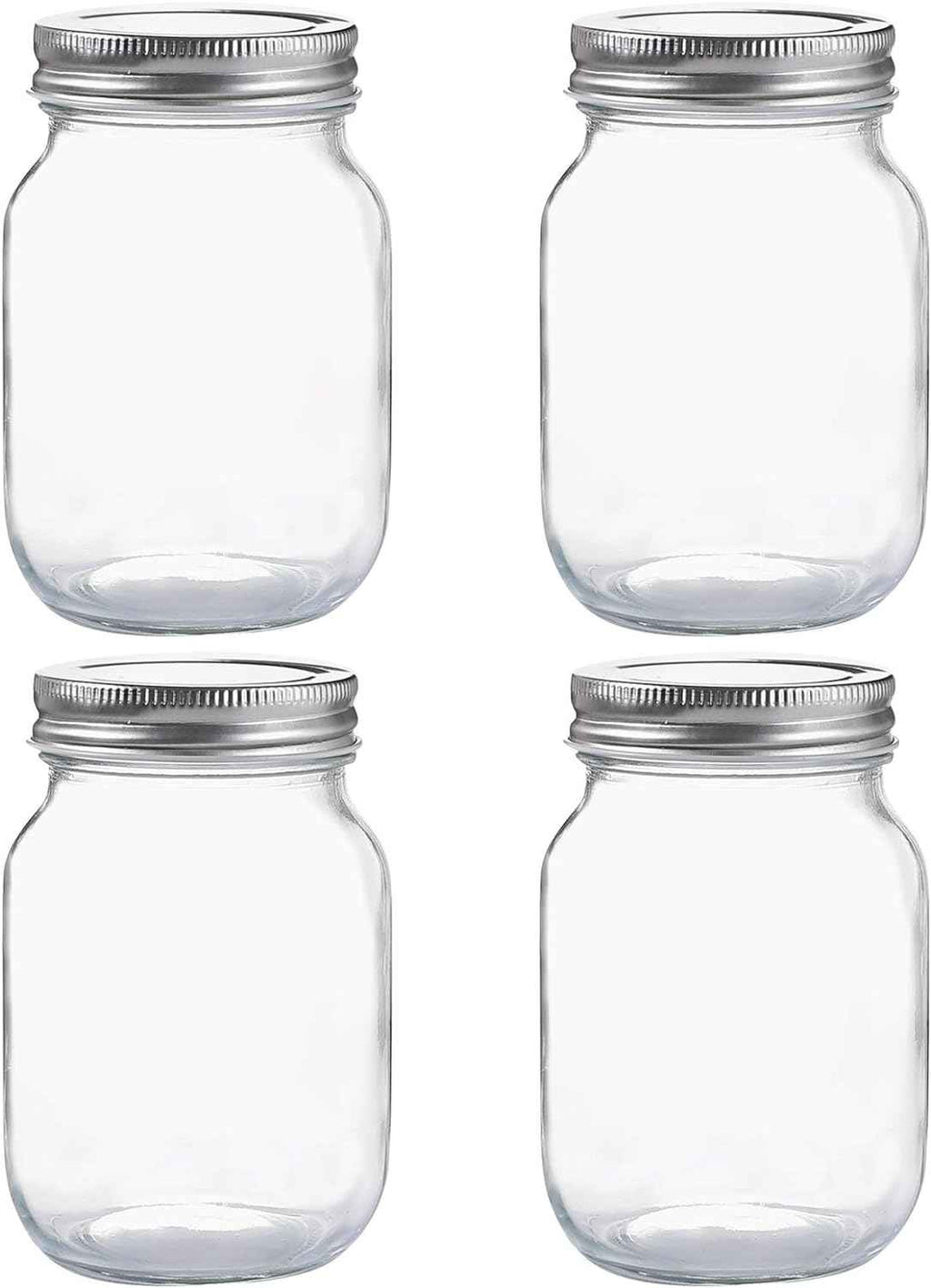 yingerhuan glass regular mouth mason jars with silver metal lids for sealing and food storage 4 pack