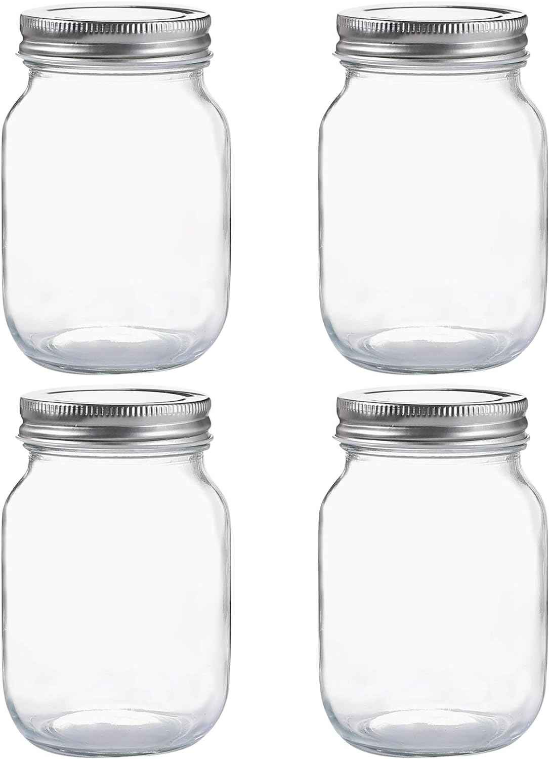 yingerhuan glass regular mouth mason jars with silver metal lids for sealing and food storage 4 pack