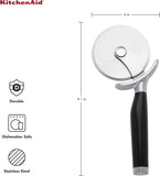 KitchenAid Classic Pizza Wheel with Sharp Blade For Cutting Through Crusts, Pies and More, Built In Finger Guard for Safety and Comfort Grip to Protect Fingers, Dishwasher Safe, 9-Inch, Black