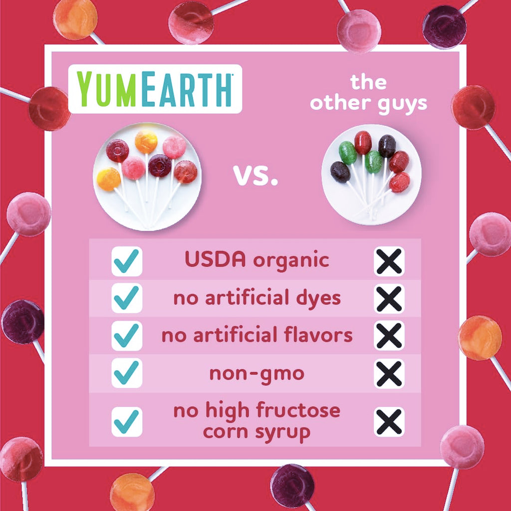 yumearth organic pops variety pack, 60 fruit flavored lollipops, allergy friendly, gluten free, non-gmo, vegan, no artificial dyes