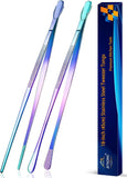 JETKONG 2 Pcs 12-Inch Kitchen Tweezers Fine Tweezer Tongs, Extra-Long Stainless Steel Cooking Tweezers (Silver)