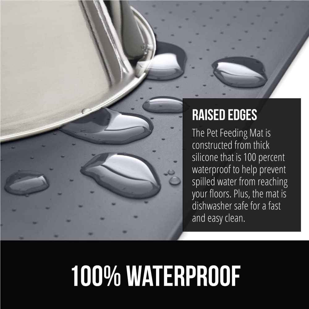 gorilla grip 18.5x11.5 gray 100% waterproof silicone pet feeding mat for dogs and cats