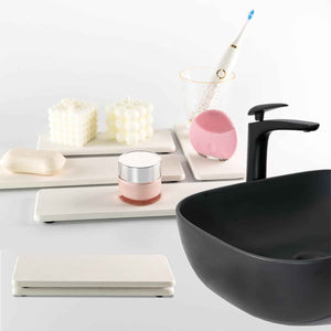 White Diatomite Trays for Kitchen and Bathroom, 3.15" W x 8.7" L, 2 PCS