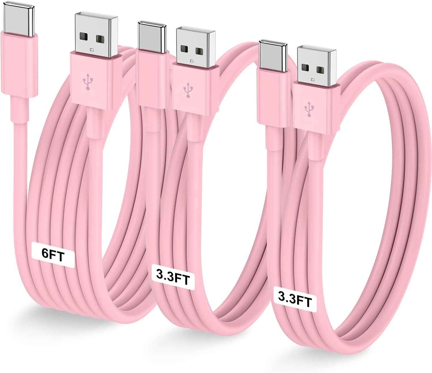 Car Carplay Cable for iPhone 17 16 15 Pro Plus Pro Max Air，3-Pack [3.3FT+3.3FT+6FT] USB A to USB C Cable for iPhone 17 16 15，for iPad Pro/Air/Mini，for Galaxy S25 S24，for MacBook Pro/Air and More