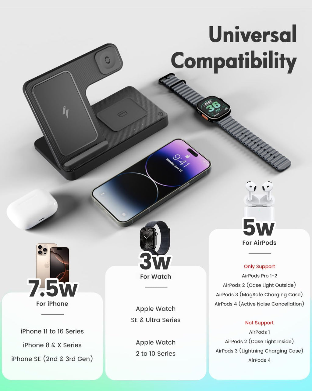 wireless charging station for apple iphone apple watch airpods