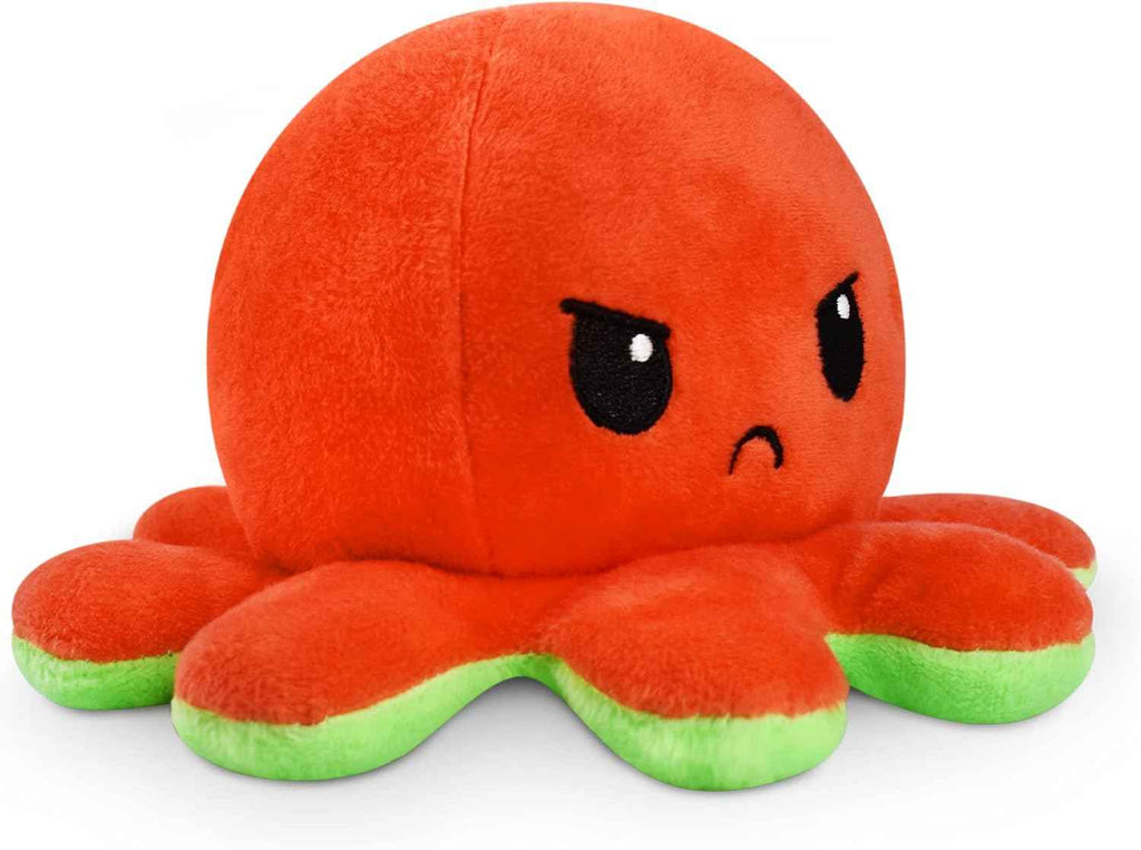 TeeTurtle Reversible Octopus Plushie - 4-Inch Pink + Aqua Two-Sided Flip Plush Toy with Embroidered Details - Cute Mini Collectible Plush for Kids, Teens, and Adults