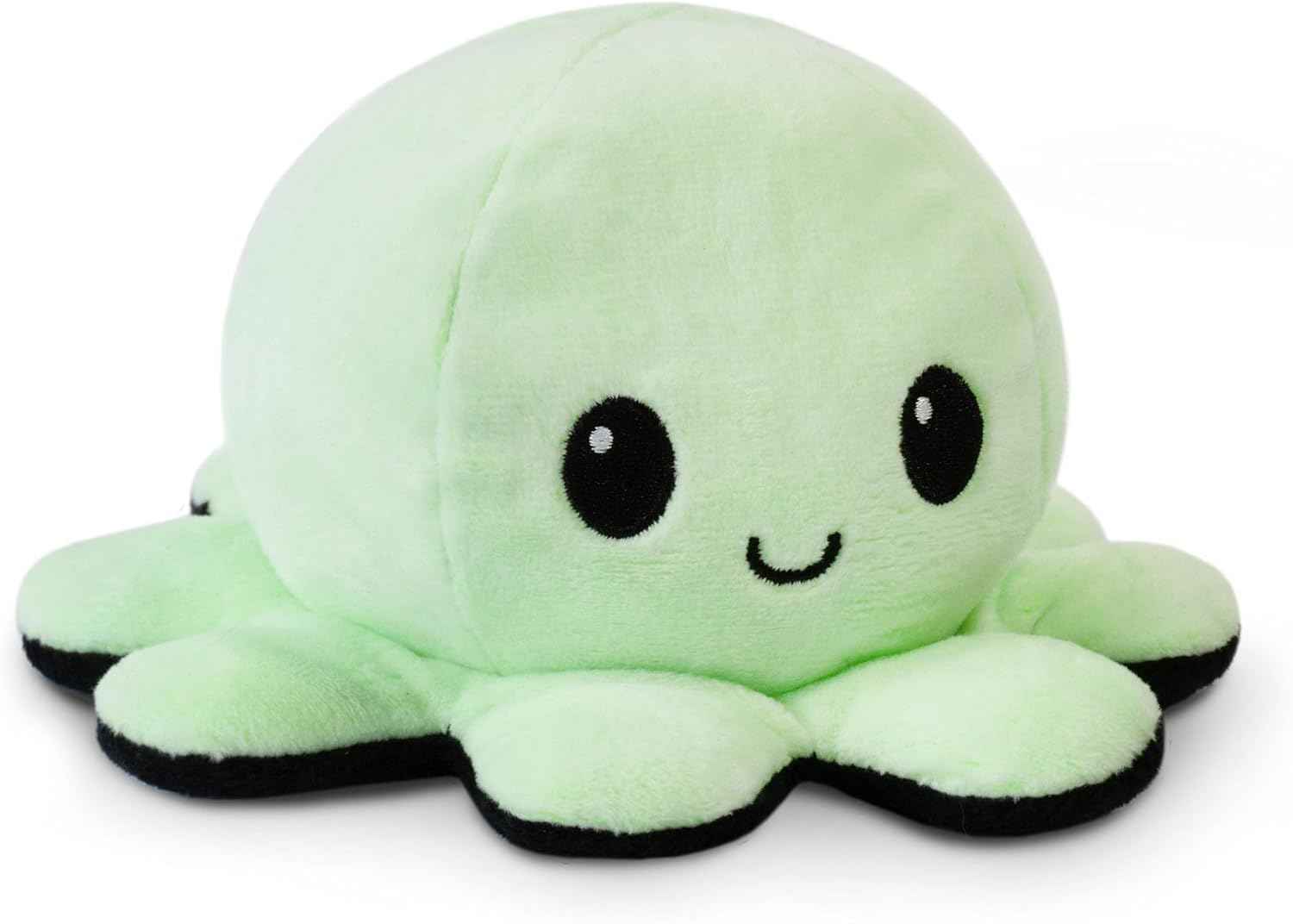TeeTurtle Reversible Octopus Plushie - 4-Inch Pink + Aqua Two-Sided Flip Plush Toy with Embroidered Details - Cute Mini Collectible Plush for Kids, Teens, and Adults