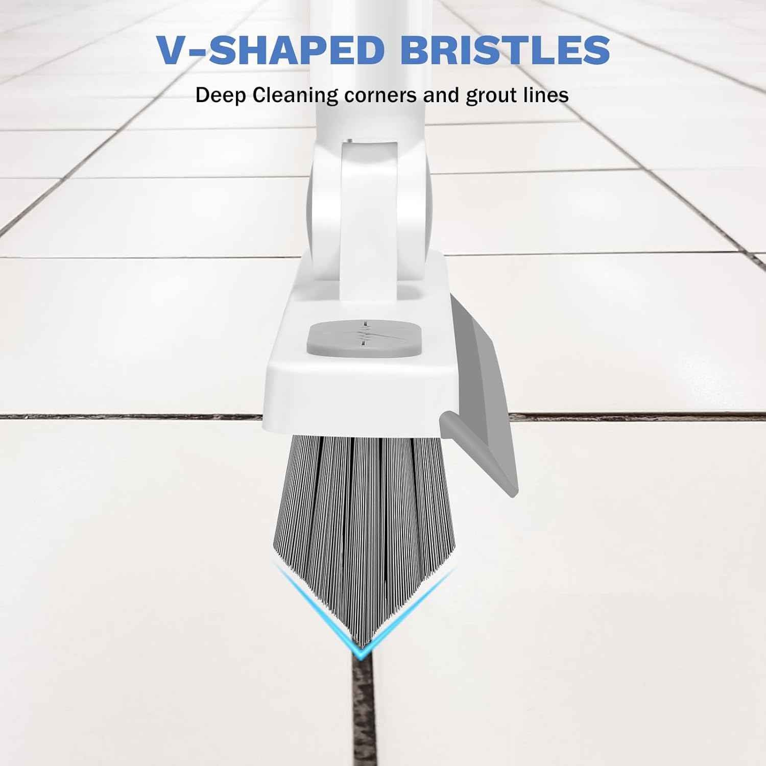 setsail grout cleaner brush long handle v-shaped floor scrub for bathroom tile kitchen garage