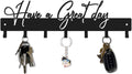 Have a Great Day Key Hooks for Wall Decoration,Delicate Fashion Black Metal Key Holder Wall Mount,Have a Great Day Key Hanger with 7 Kooks for Hallway,Office