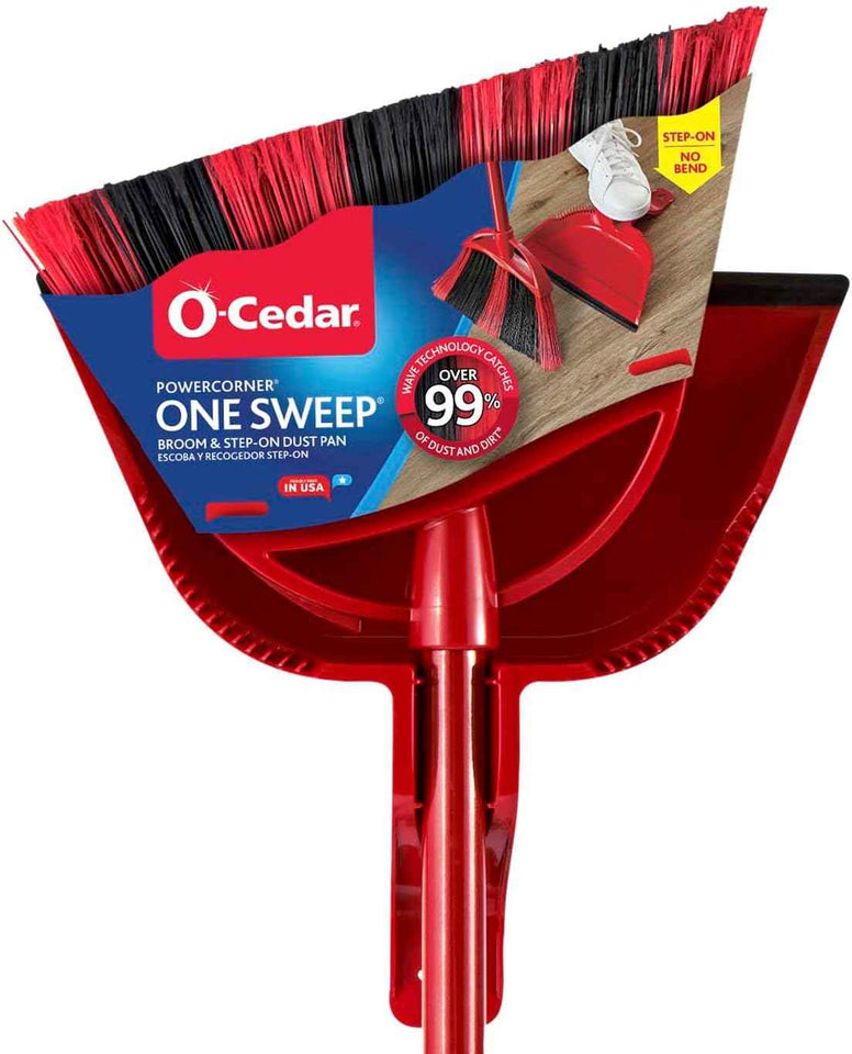 O-Cedar Pet Pro Broom with Step-On Dustpan | Remove 99% with One Sweep | DustPan Removes 3 Times More Pet Hair | Quiet Cleaning Tool for Cat and Dog Owners