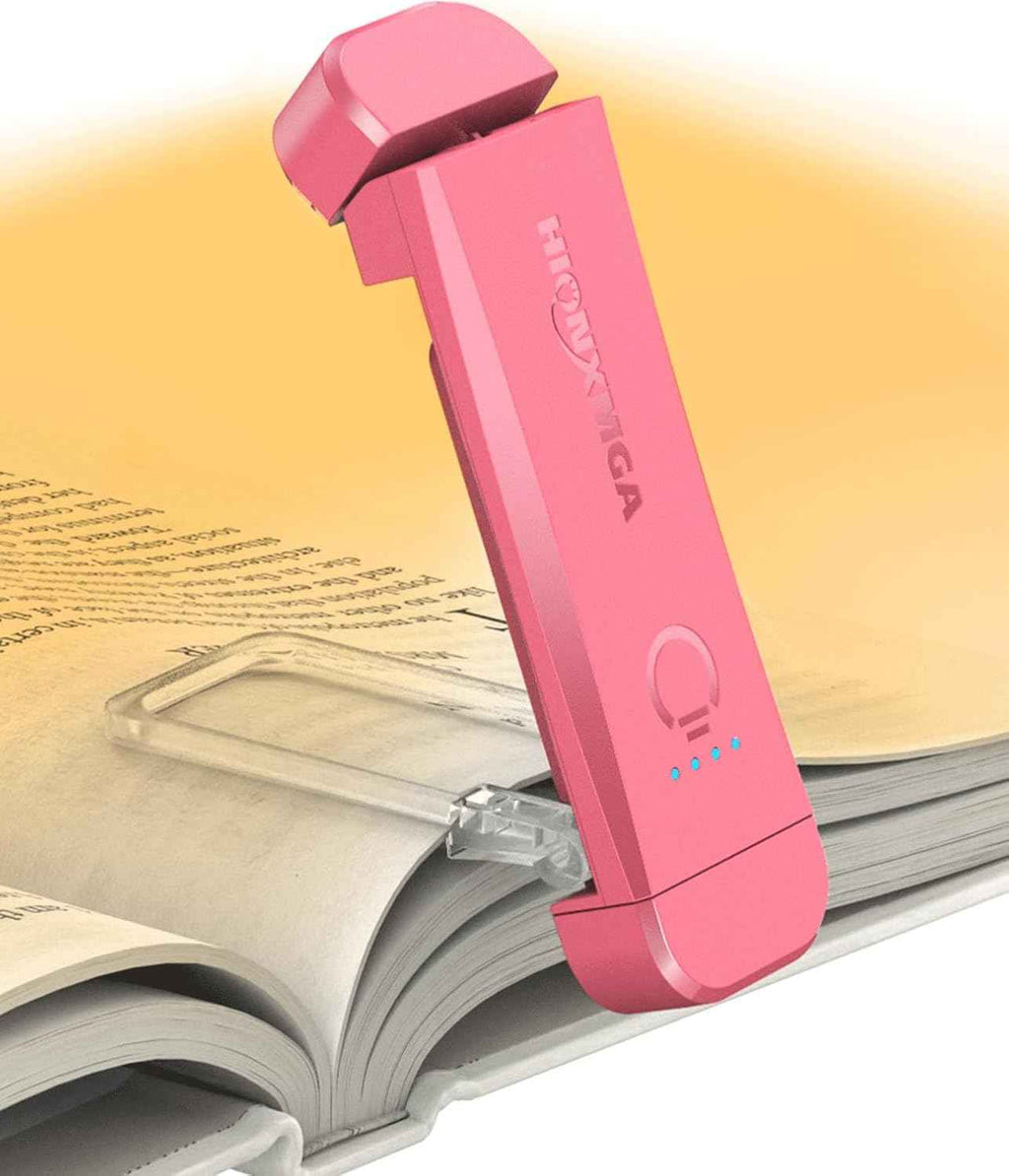 Book Reading Light,Silent Touch Lamp for in Bed,Rechargeable Clip on Booklight with 3 Amber Colors & Precise Dimming Night Reading,Best Gift Lovers,Kids,Pink,(SD-10)