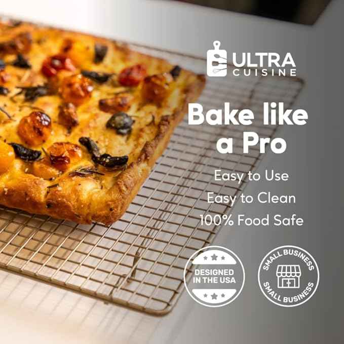 Ultra Cuisine Oven-Safe, Dishwasher-Safe 100% Stainless Steel Cooling and Baking Rack Set, 2-Piece, 11.5 x 16.5-inch