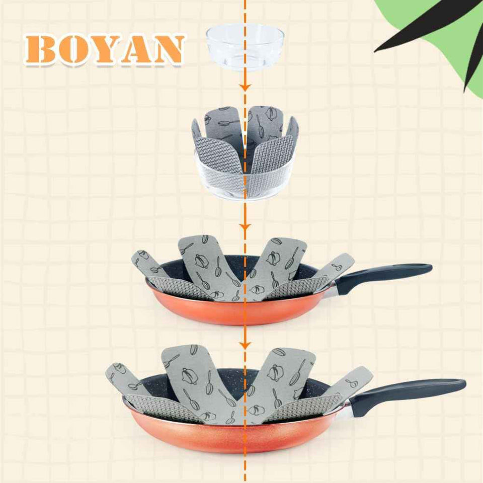 BOYAN Pot and Pan Protectors, Set of 12 and 3 Different Size, Cookware Protector Set/Felt Pots and Pans Divider Separator Pads Anti-Slip to Avoid Scratching or Marring When Stacking