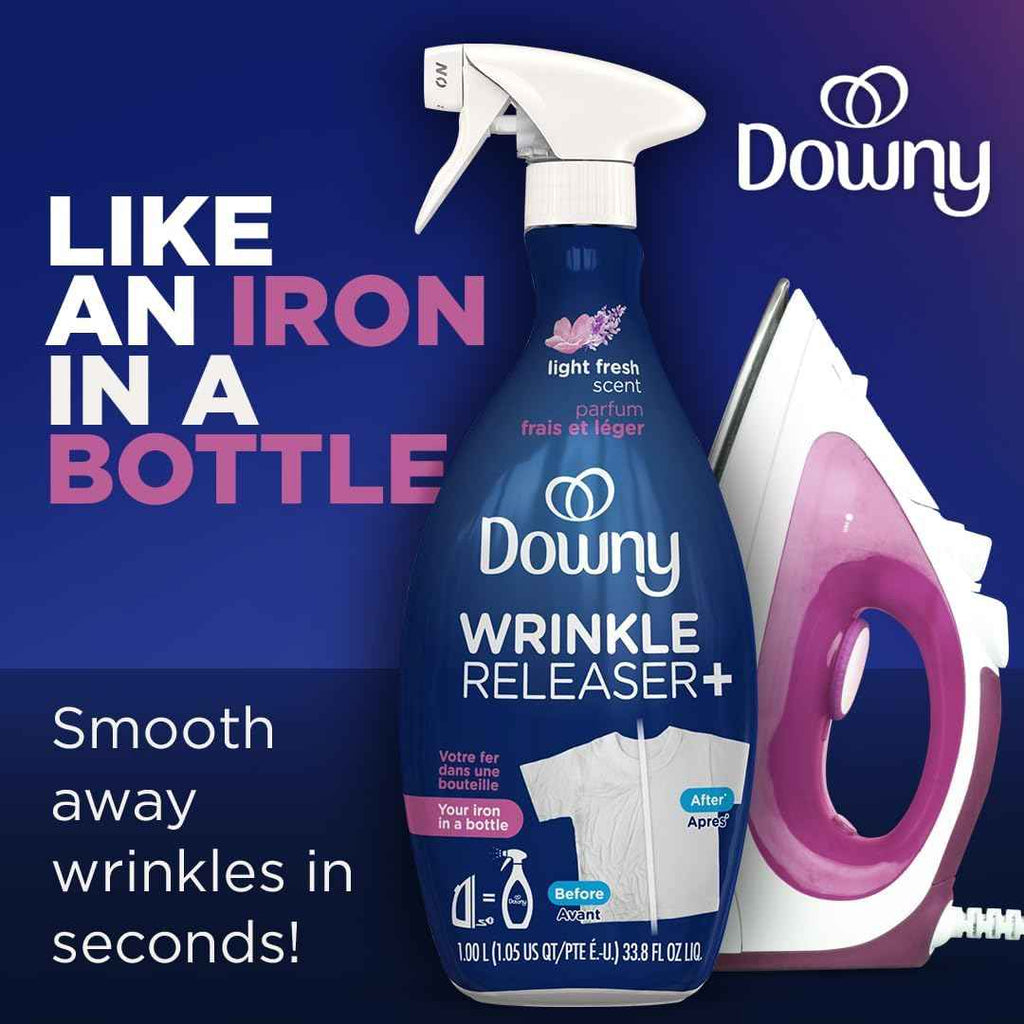 Downy Wrinkle Releaser Spray Travel Size 16.9 Oz Pack of 2 Removes Wrinkles, Static, and Odors