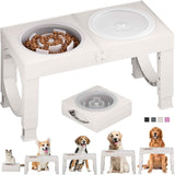 XIAZ Elevated Dog Bowls Large Breed Raised Dogs Bowl Stand Large/Medium Sized Dog 1L Food Water Bowl Stands 5 Heights Adjustable 9/11/12/14in Black Pet Feeder Dish Station