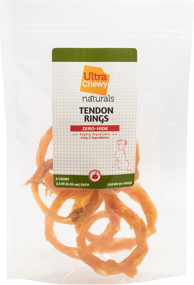 6-pack ultra chewy turkey tendon rings for dogs - premium all-natural hypoallergenic alternative to rawhide
