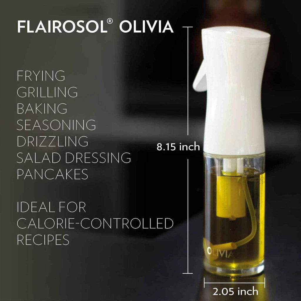 Flairosol Olivia - Original Advanced Oil Sprayer with Patented Technology, Glass Bottle, Golden Leaves