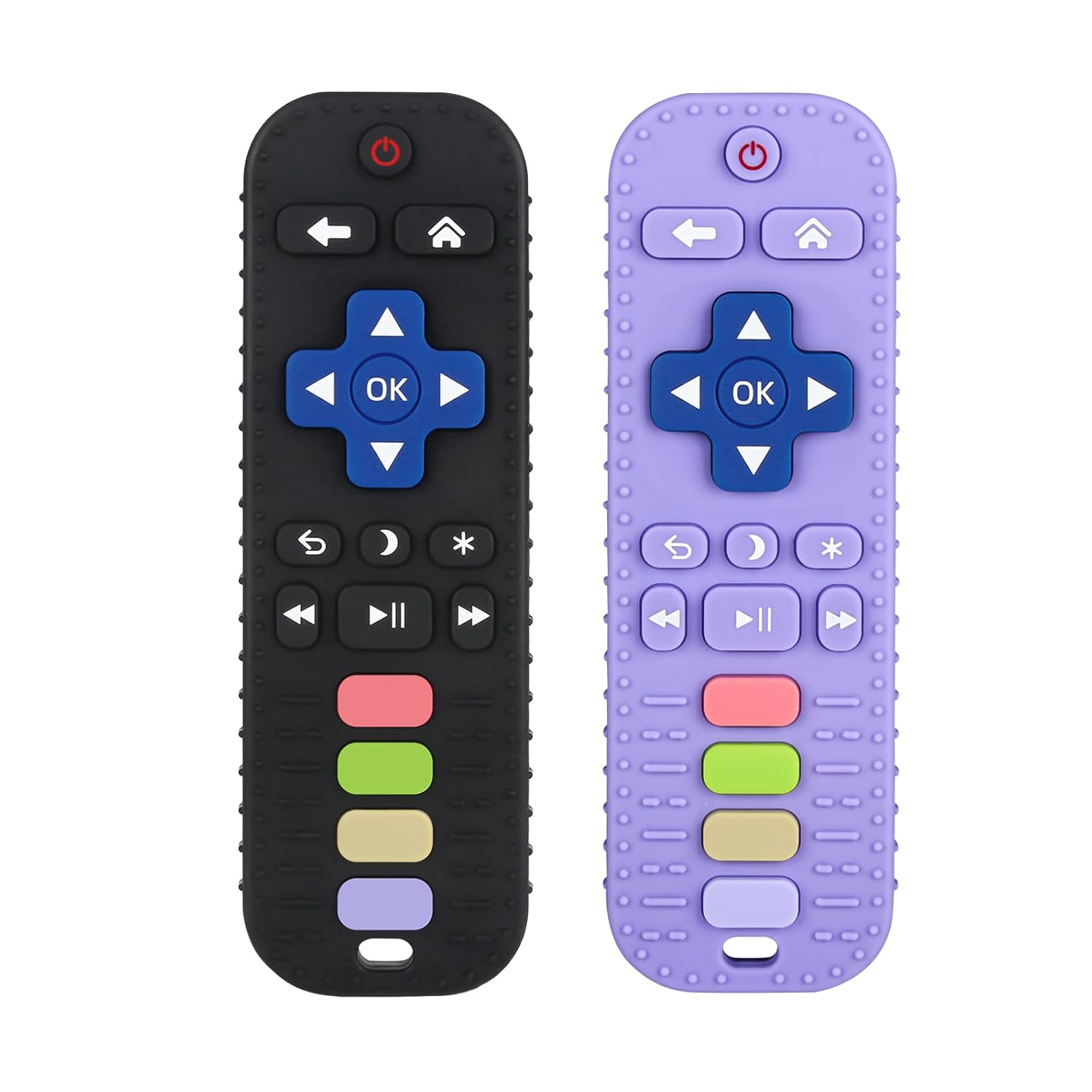chuya baby teether toy tv remote control shape 3-24 months black food-grade silicone