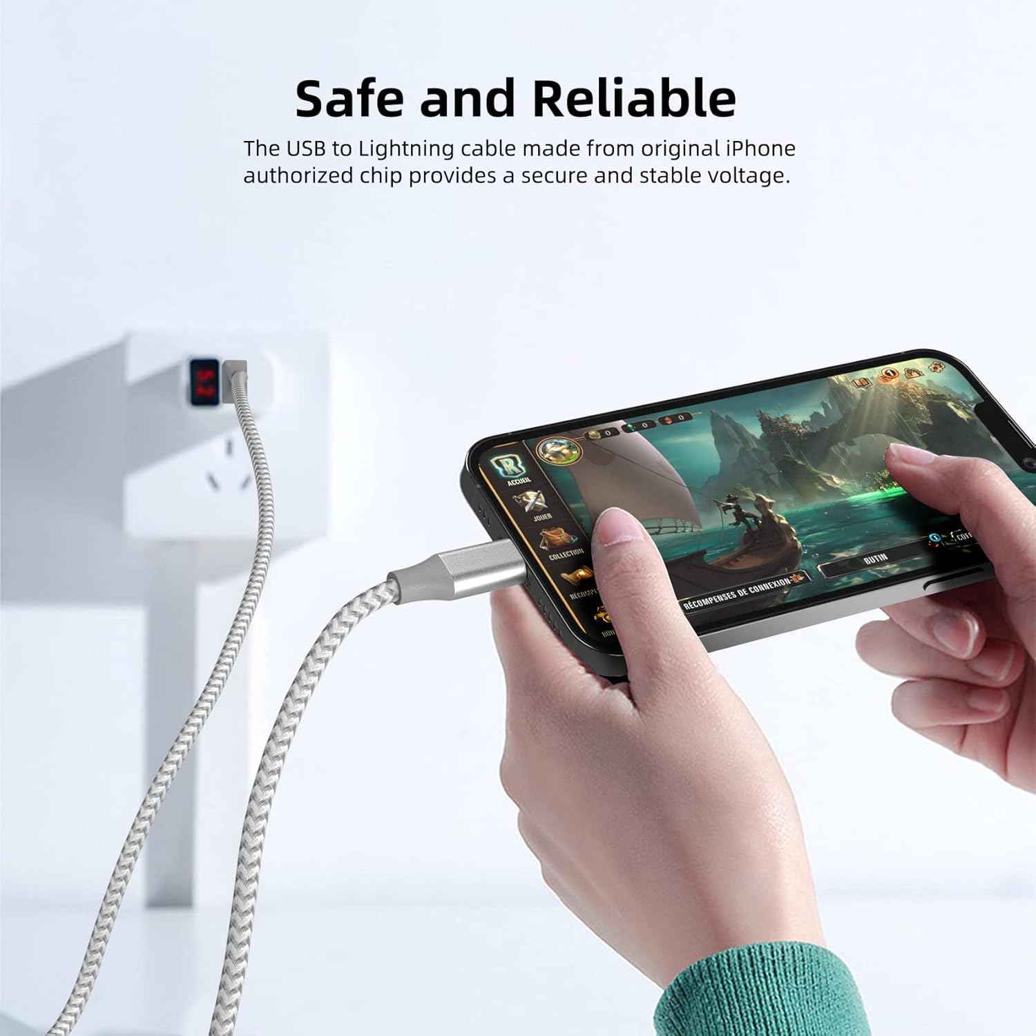 iphone 3 pack 10ft lightning nylon braided apple mfi certified fast charging cord