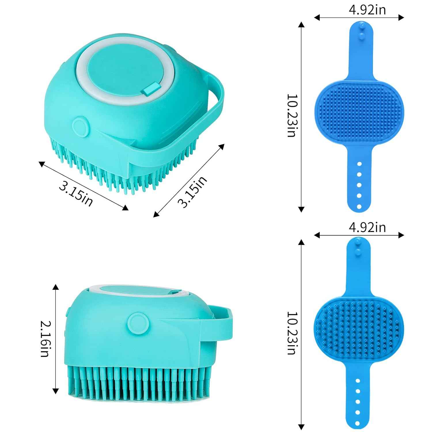 Comotech 6PCS Dog Bath Brush & Dog Toothbrush | Adjustable Handle Shampoo Brush & Scrubber for Short & Long Haired Dogs & Cats | Effectively Solve Odor & Stain Removal Problems | Pet Supplies (Blue)