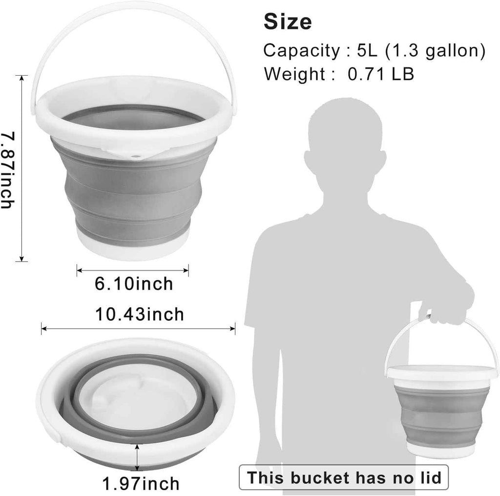 Collapsible Mop Bucket and Ice Bucket - 5L Household Cleaning Silicone Dust Mop Bucket with No Wringer