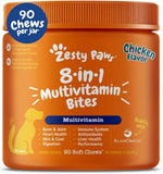 Zesty Paws Dog Multivitamin, Chewable Dog Vitamins and Supplements for Hip & Joints, Skin & Coat, Omega 3 Fish Oil for Dogs- Senior & PLppy Multivitamin- Chicken- 90ct