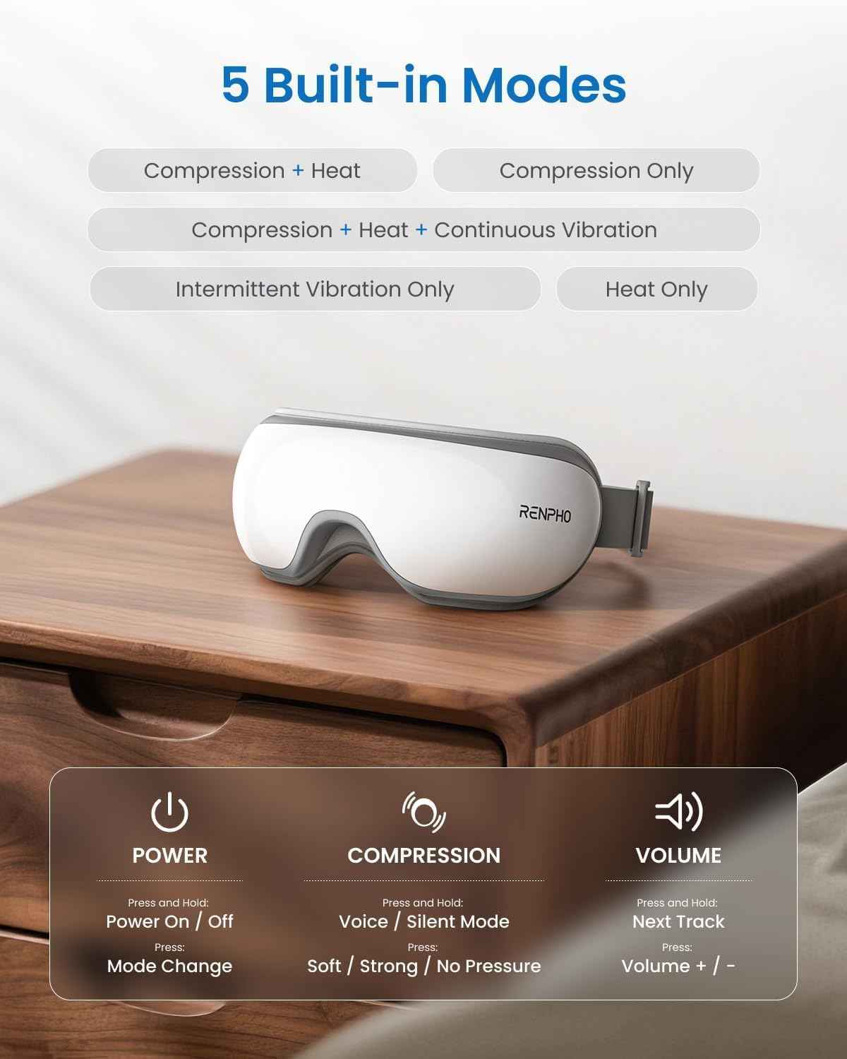 RENPHO Eye Massager with Heat, Valentines Day Gifts for Her Him Birthday Gifts for Women Mom, FSA Eligible HSA Eye Mask for Migraine,Sleep Mask for Dry Eyes Relax, Reduce Strain for Men Dad Eyeris 1