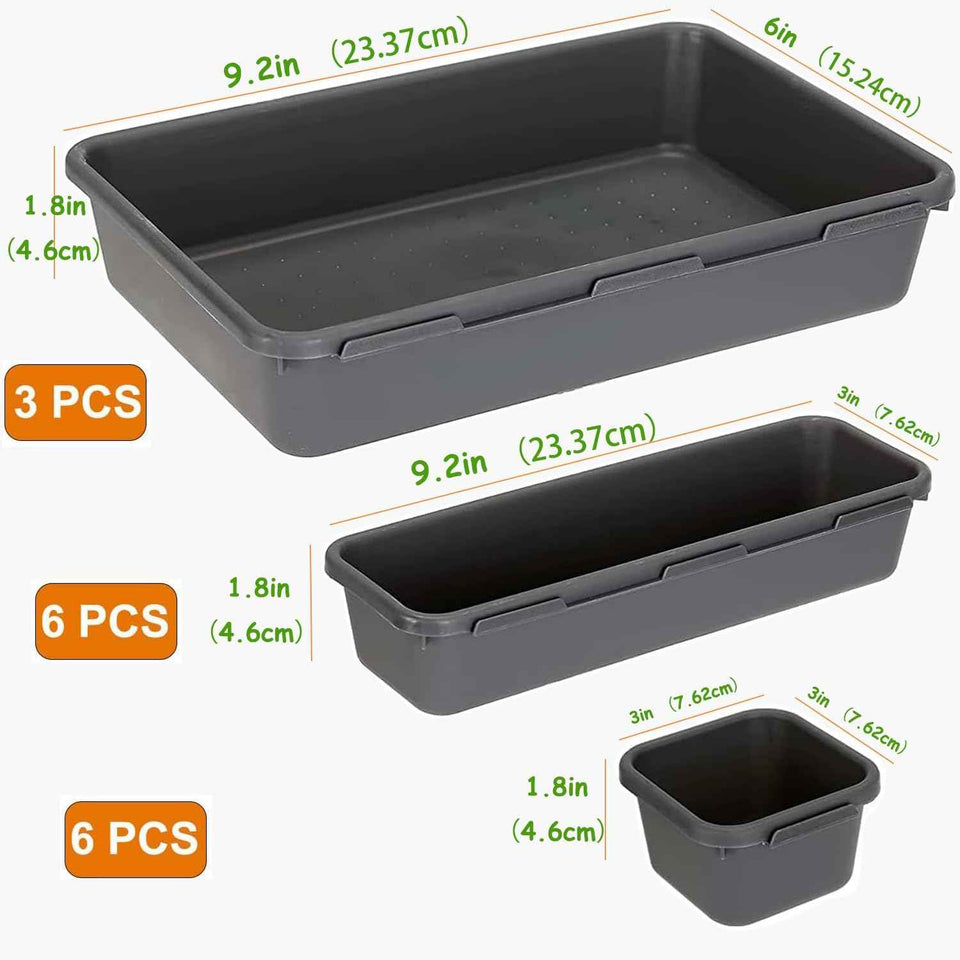 15 PCS Interlocking Desk Drawer Organizer Separator for Office,Bathroom,Kitchen,Makeup（Black）