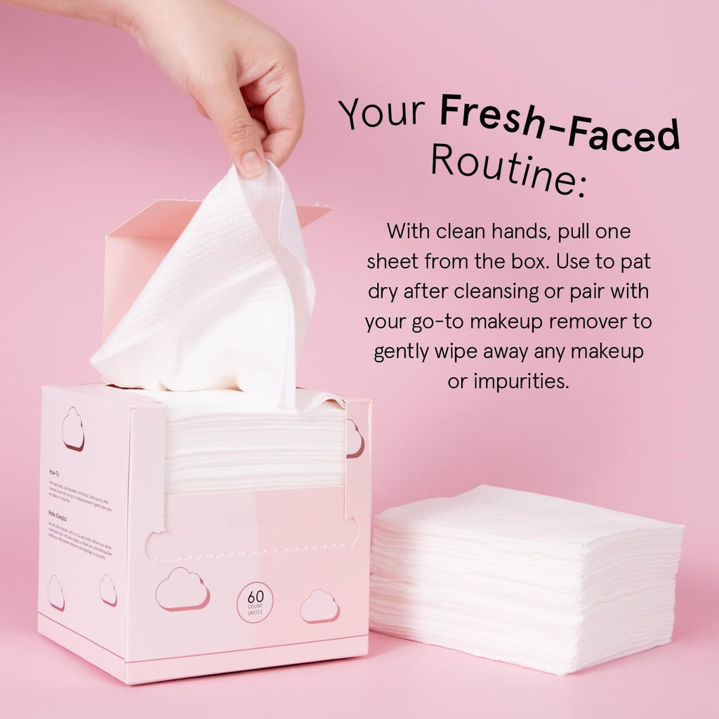 grace & stella XL disposable face towels - ultra-soft & absorbent vegan travel essentials for cleansing & makeup removal