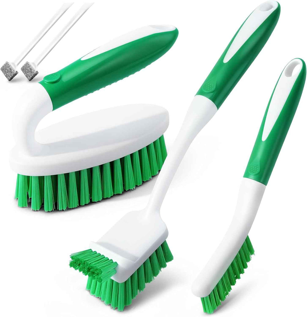Holikme Cleaning Brush Set for Household Use, Scrub Brush, Kitchen Brush, Tile Lines Brush for Bathroom, Floor, Tub, Shower, and Kitchen Surface