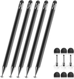 Bopomofo Stylus (5 Pcs), 2-in-1 Stylus Pen for Touch Screen, High Precision and Sensitivity, Suitable for iPhone/ipad/Android Tablets, Compatible with Touch Screens (Black/White/Blue/Rose Gold/Silver)