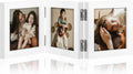 decorUhome Triple 4x6 Picture Frame Vertical, Engineered Wood Trifold Photo Frame with Plexiglass for Tabletop Display, 4x6, Black