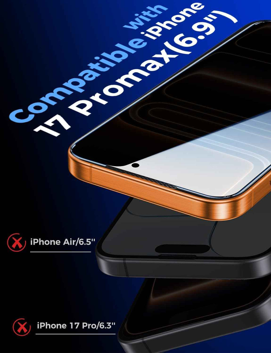 MAGIC JOHN 2 pack privacy screen protector for iPhone 17 Pro Max 6.9 inch with anti-spy and daily drop protection