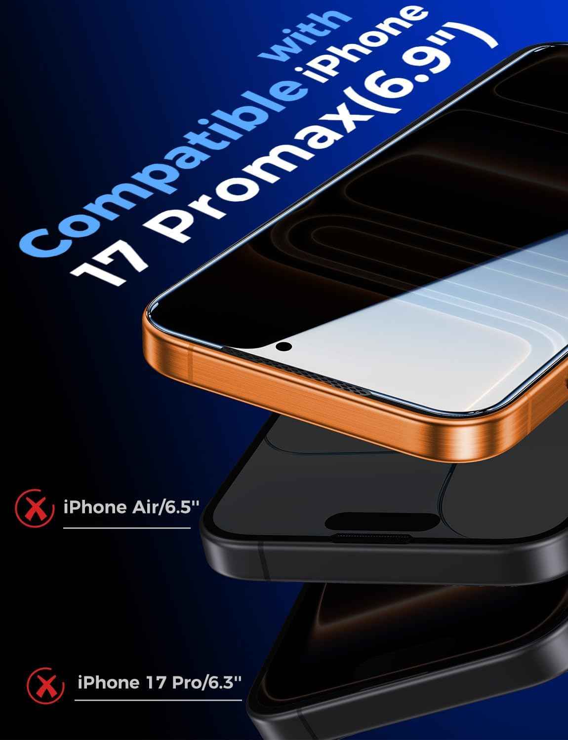 MAGIC JOHN 2 pack privacy screen protector for iPhone 17 Pro Max 6.9 inch with anti-spy and daily drop protection
