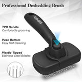 Self-Cleaning Shedding Brush for Medium to Long Haired Dogs, Cats, and Puppies, Skin Friendly Grooming Tool, Black