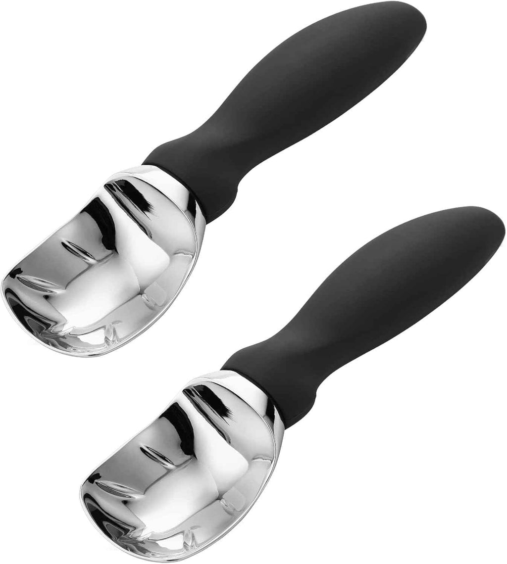 Spring Chef Heavy Duty Ice Cream Scoop with Comfortable Handle - Professional Ice Cream Scooper for Gelato, Sorbet, Cookie Dough, Melon, Frozen Yogurt - Dishwasher Safe Metal Kitchen Tool - Black